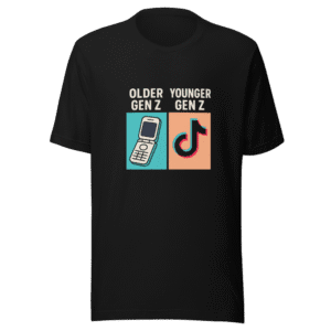 Older vs Younger Gen Z Generational Divide Tee
