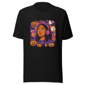 Girl With Headphones Meme Halloween T-Shirt