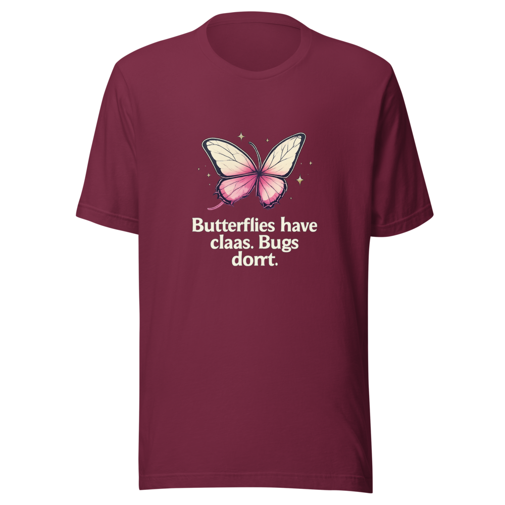Butterflies vs Bugs With Class Funny Quote Tee - Image 6