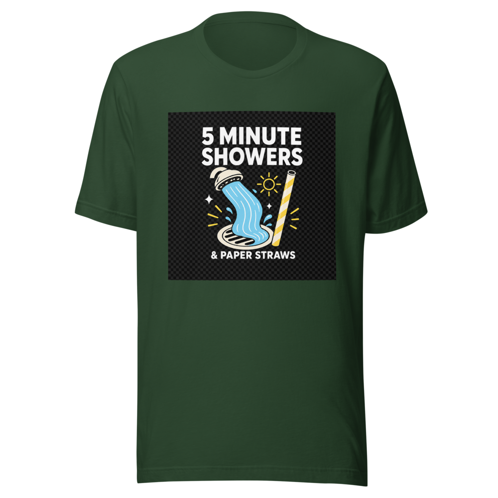 5 Minute Showers Paper Straws T-Shirt - Image 7