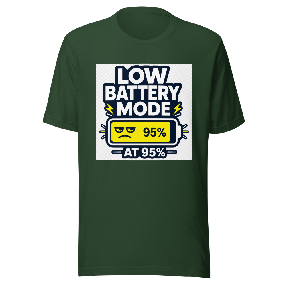 Low Battery Mode 95% Funny Meme T-Shirt - Image 7