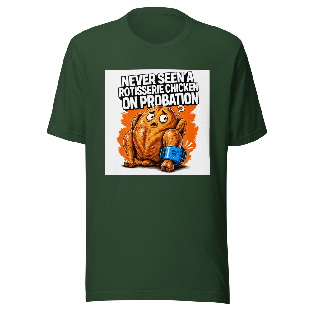 Rotisserie Chicken On Probation Funny Meme T-Shirt - Image 7