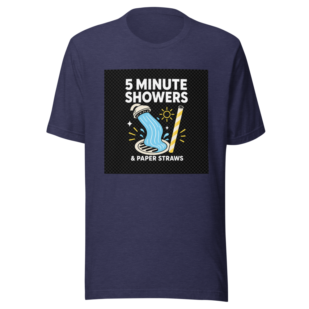 5 Minute Showers Paper Straws T-Shirt - Image 5