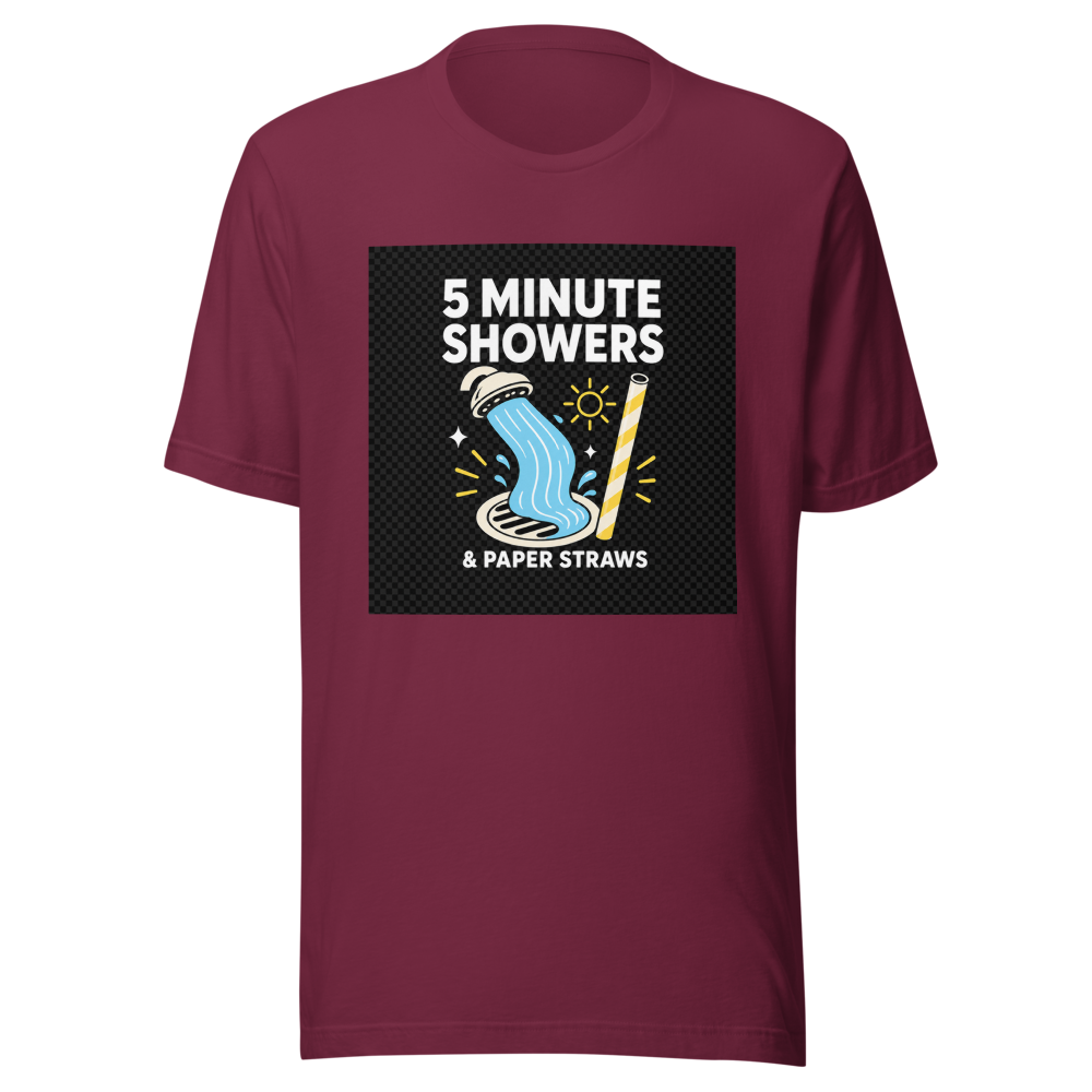 5 Minute Showers Paper Straws T-Shirt - Image 6
