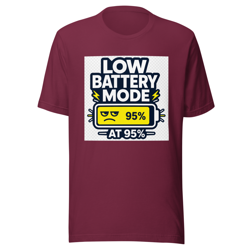 Low Battery Mode 95% Funny Meme T-Shirt - Image 6