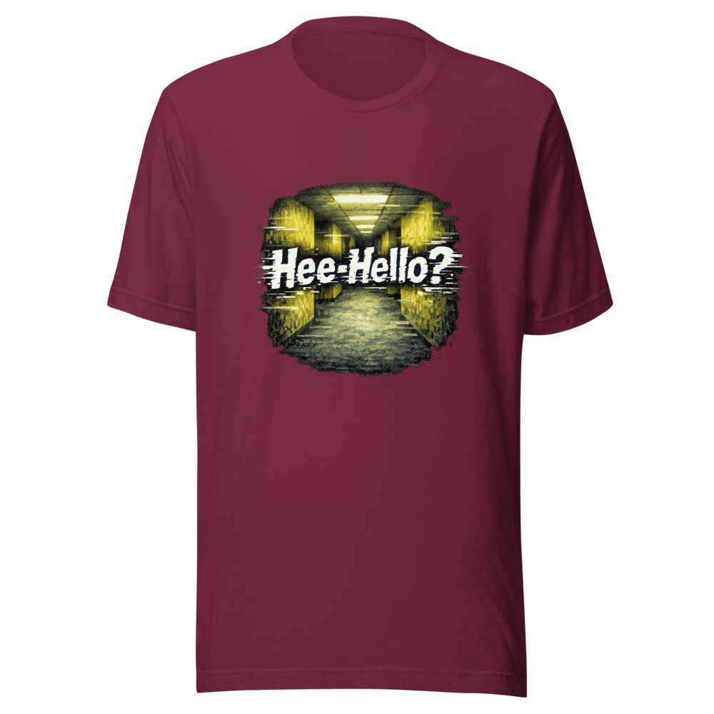 Backrooms Hee-Hello? Glitch T-Shirt - Image 6