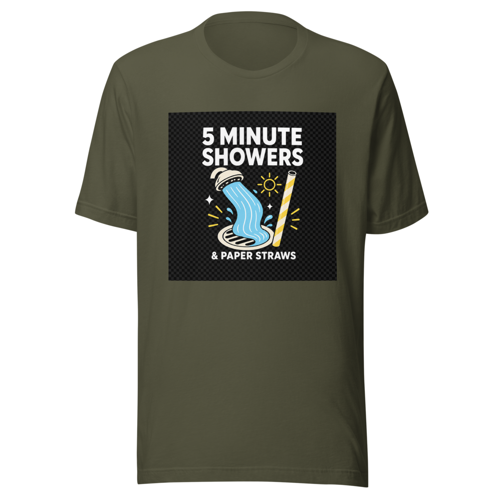 5 Minute Showers Paper Straws T-Shirt - Image 10