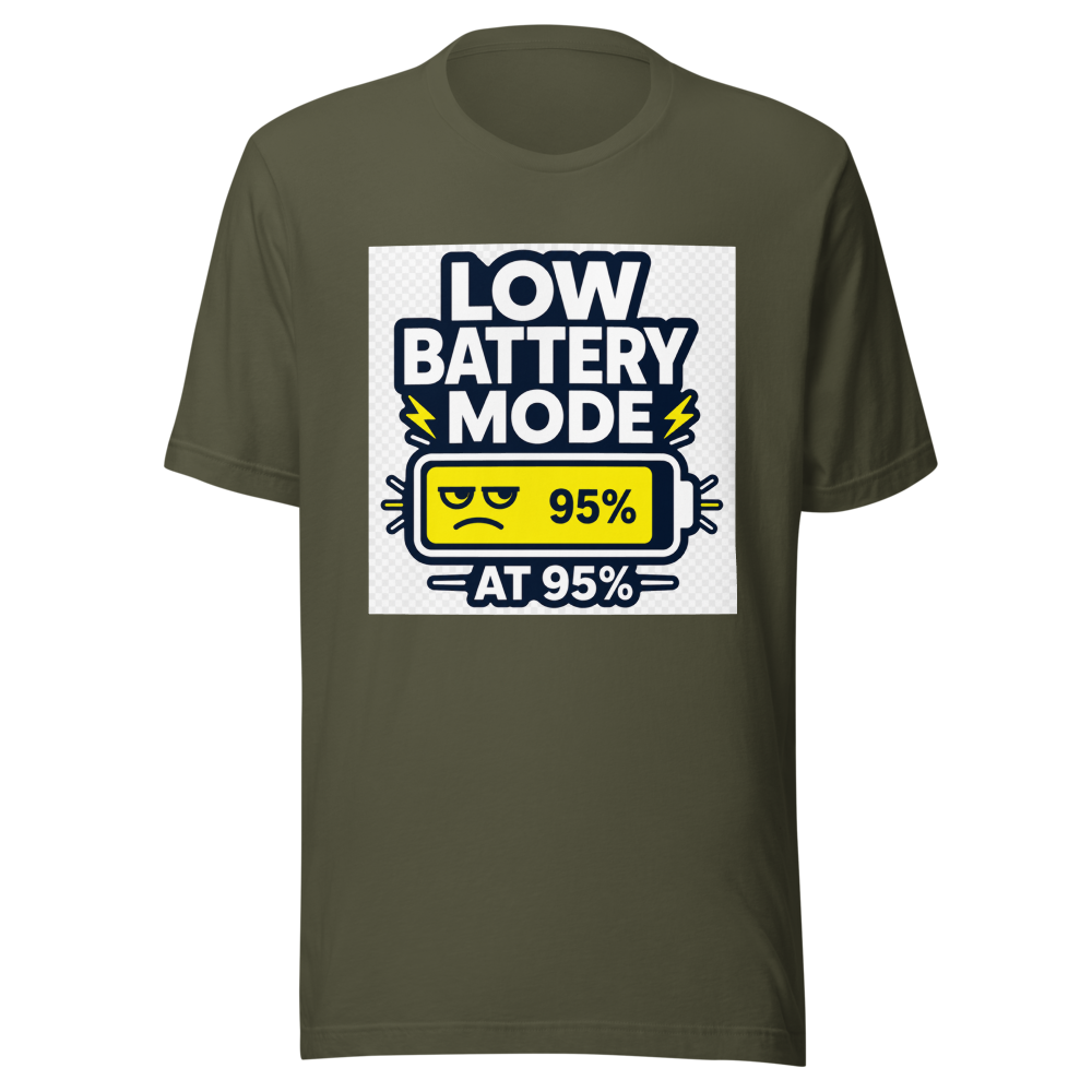 Low Battery Mode 95% Funny Meme T-Shirt - Image 10