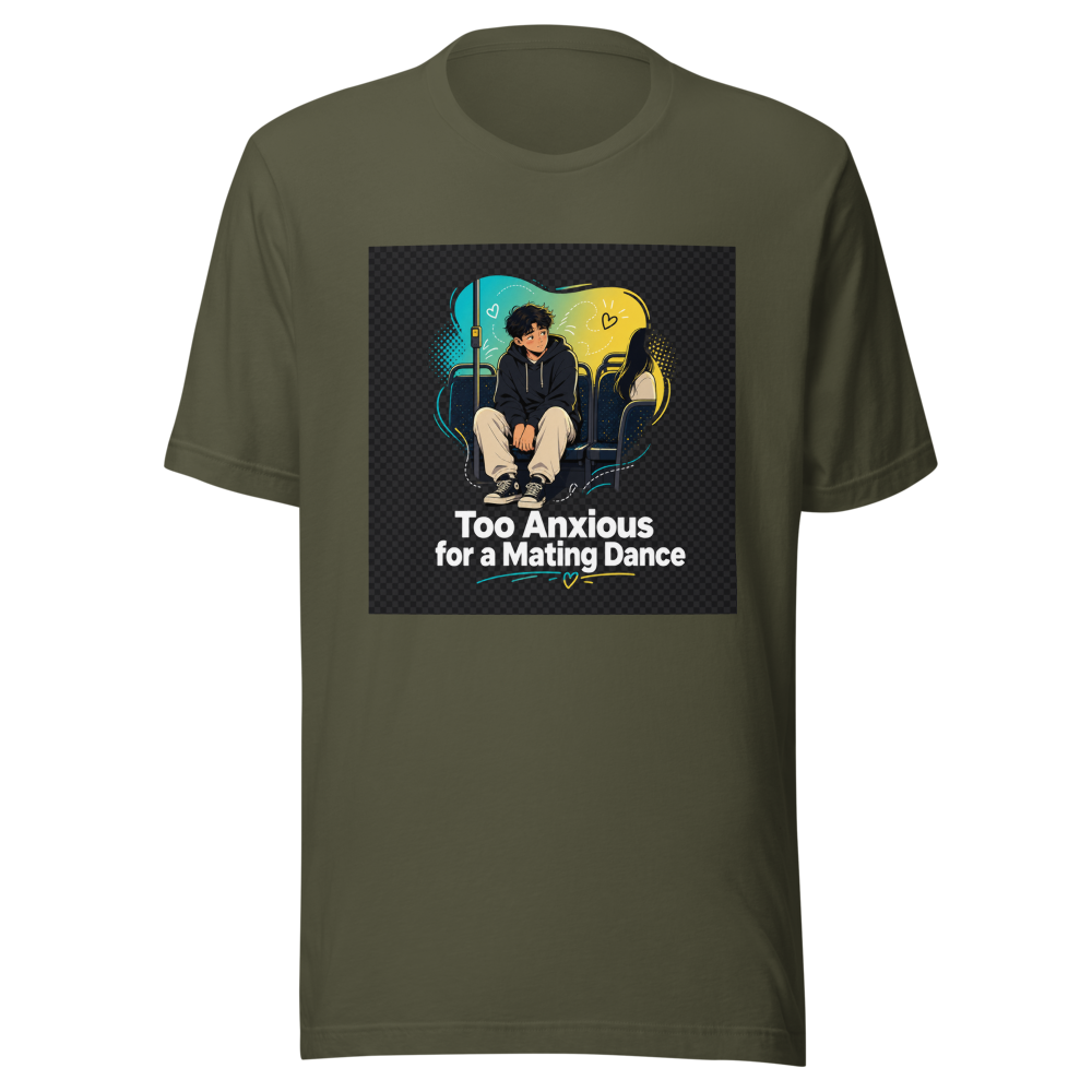 Anxious Gay Man Mating Dance Bus T-Shirt - Image 10