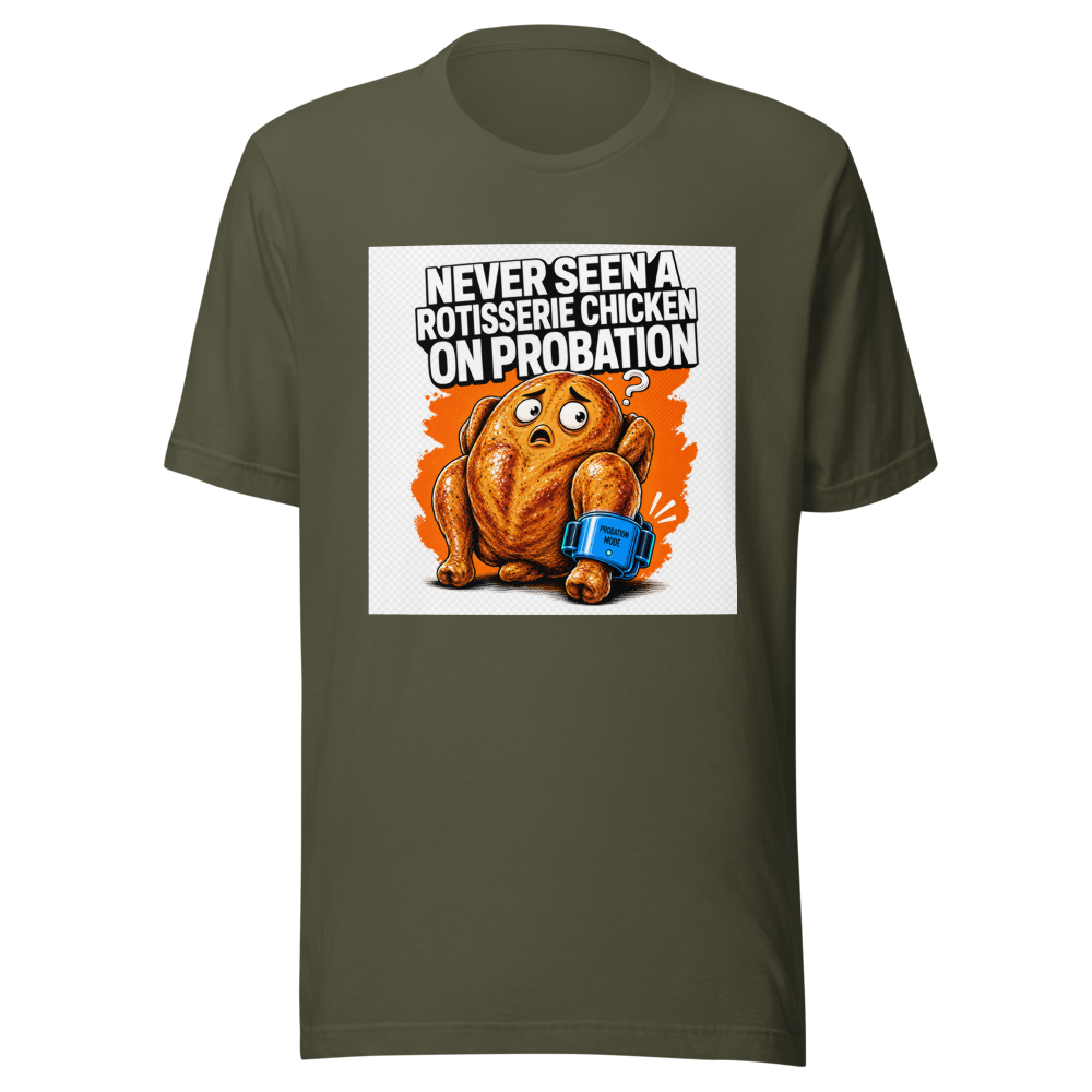 Rotisserie Chicken On Probation Funny Meme T-Shirt - Image 10