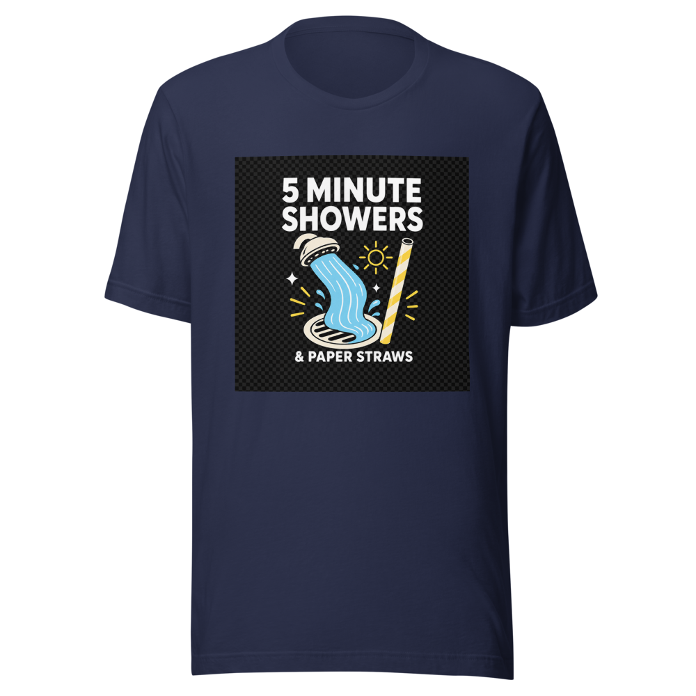 5 Minute Showers Paper Straws T-Shirt - Image 4