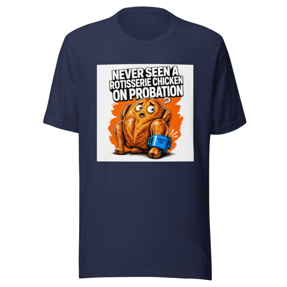 Rotisserie Chicken On Probation Funny Meme T-Shirt - Image 4