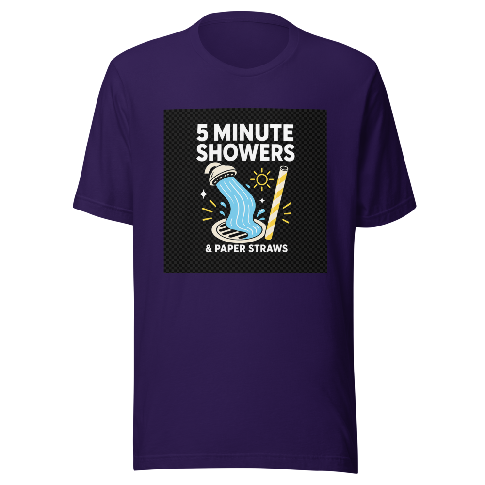 5 Minute Showers Paper Straws T-Shirt - Image 3