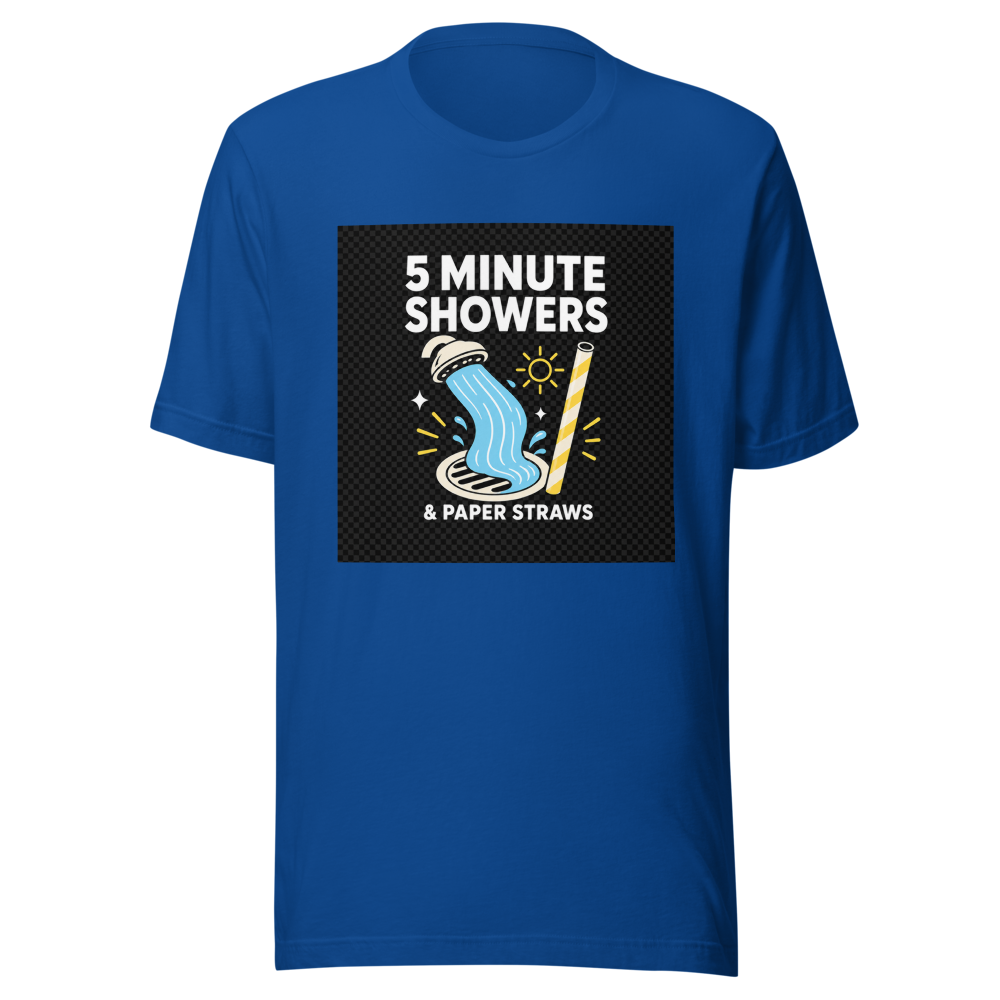 5 Minute Showers Paper Straws T-Shirt - Image 8