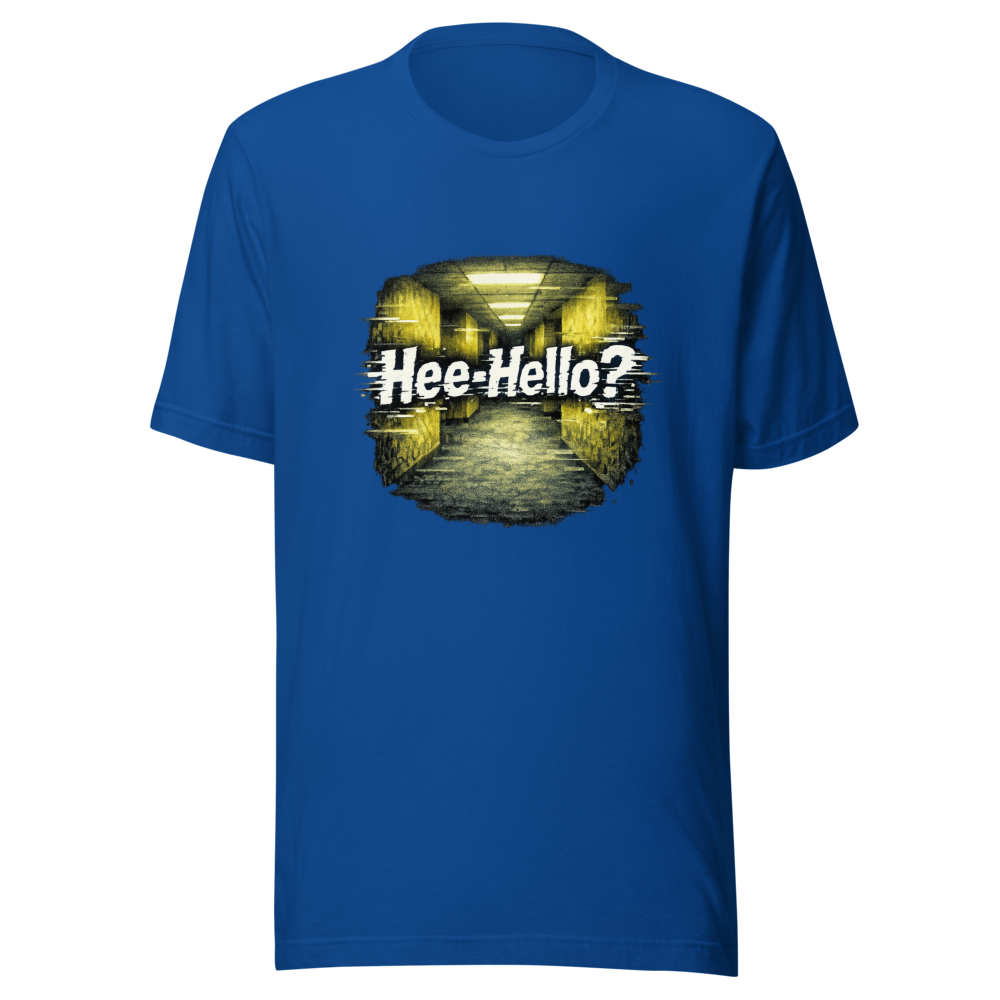 Backrooms Hee-Hello? Glitch T-Shirt - Image 8