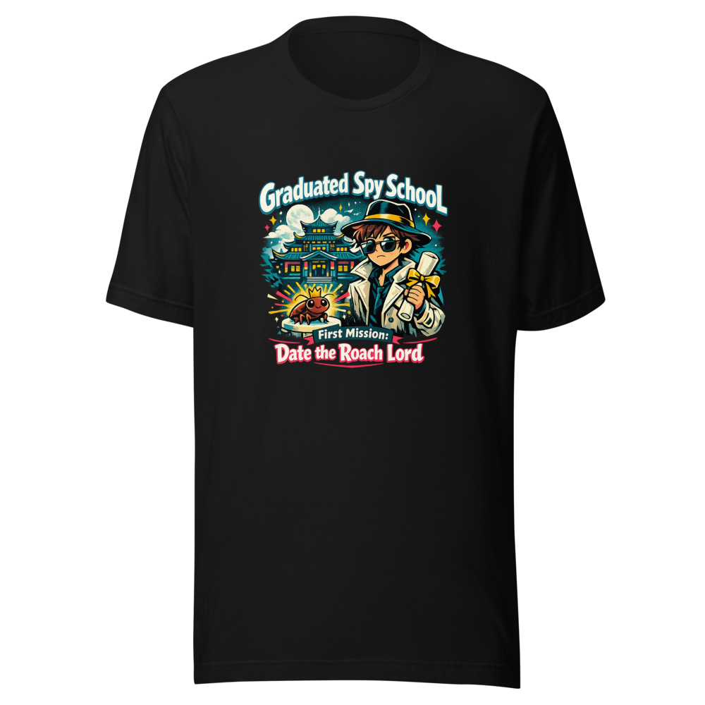 Spy School Grad Roach Lord Dating Mission T-Shirt - Image 2