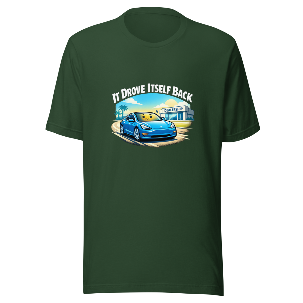 Tesla Auto-Return Funny Quote T-Shirt - Image 7