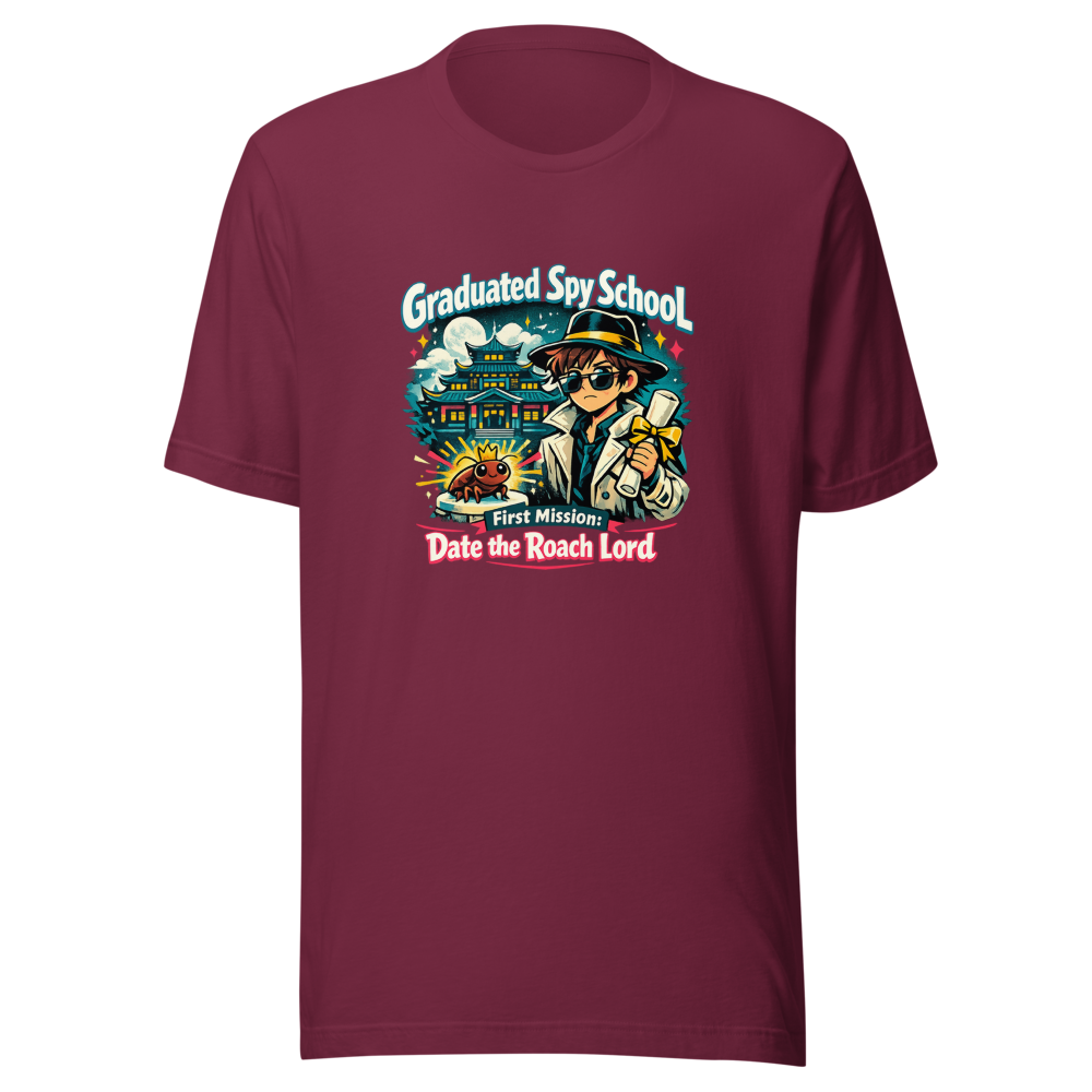Spy School Grad Roach Lord Dating Mission T-Shirt - Image 6