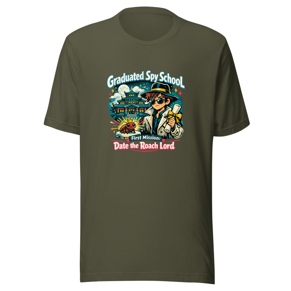 Spy School Grad Roach Lord Dating Mission T-Shirt - Image 10
