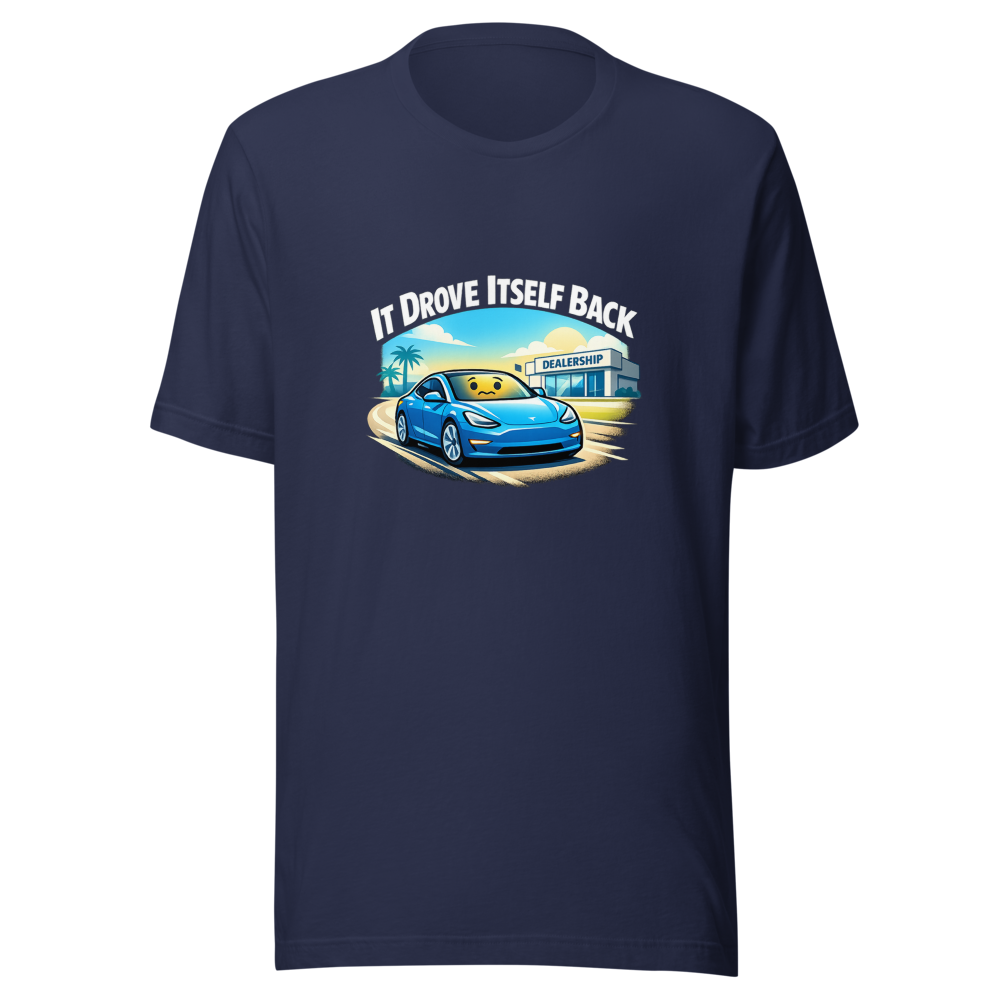 Tesla Auto-Return Funny Quote T-Shirt - Image 4