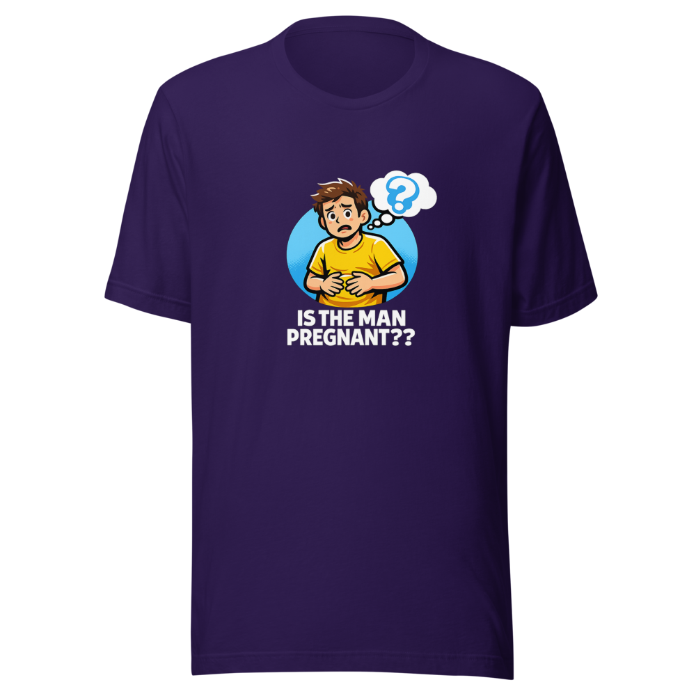 Is The Man Pregnant? Viral Meme T-Shirt - Image 3
