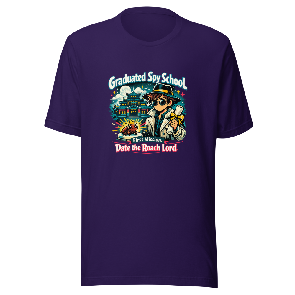 Spy School Grad Roach Lord Dating Mission T-Shirt - Image 3