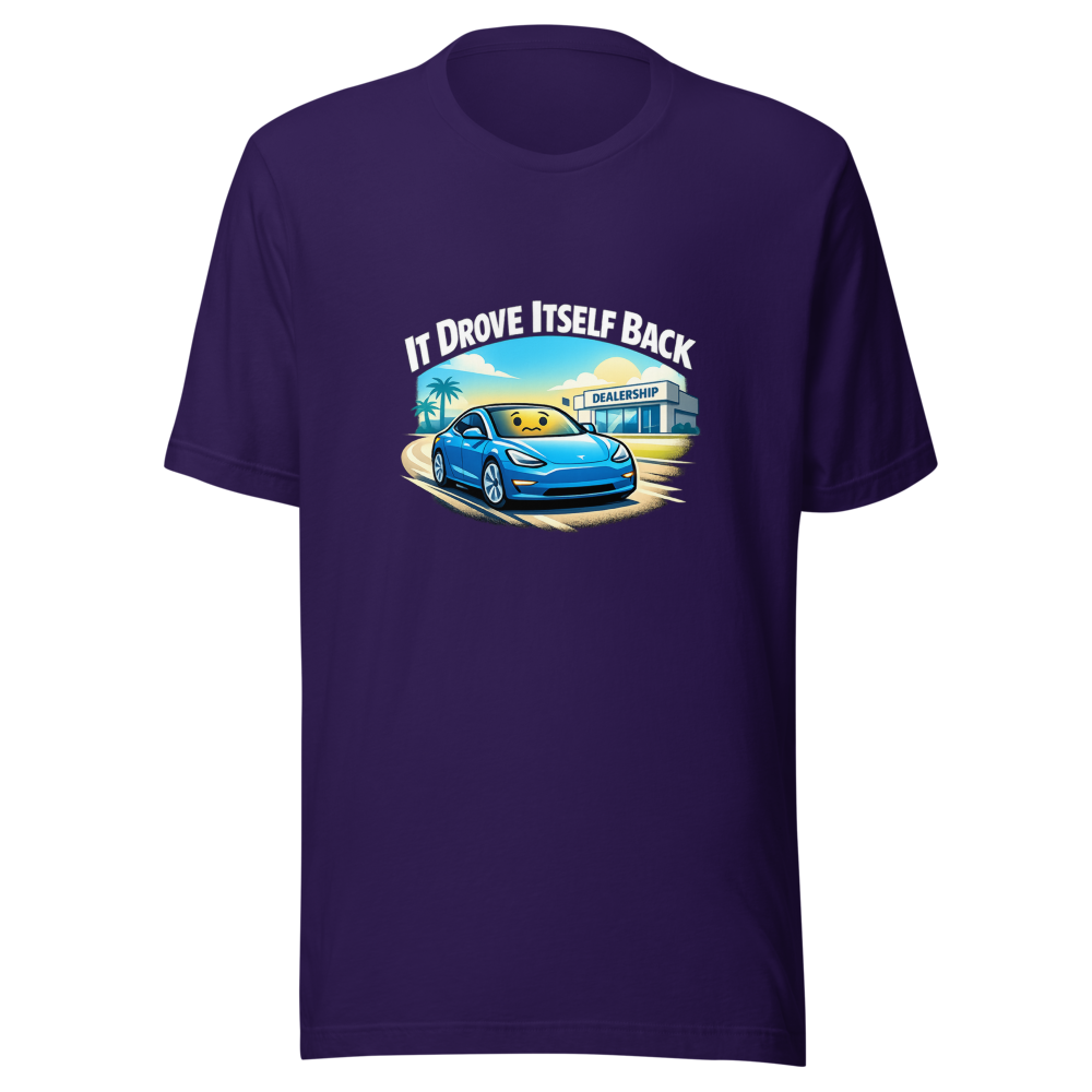 Tesla Auto-Return Funny Quote T-Shirt - Image 3