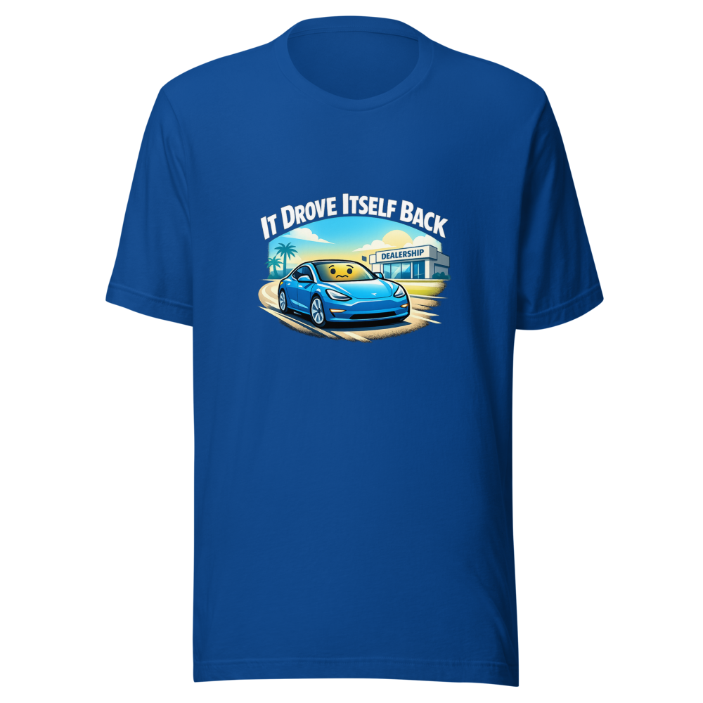 Tesla Auto-Return Funny Quote T-Shirt - Image 8