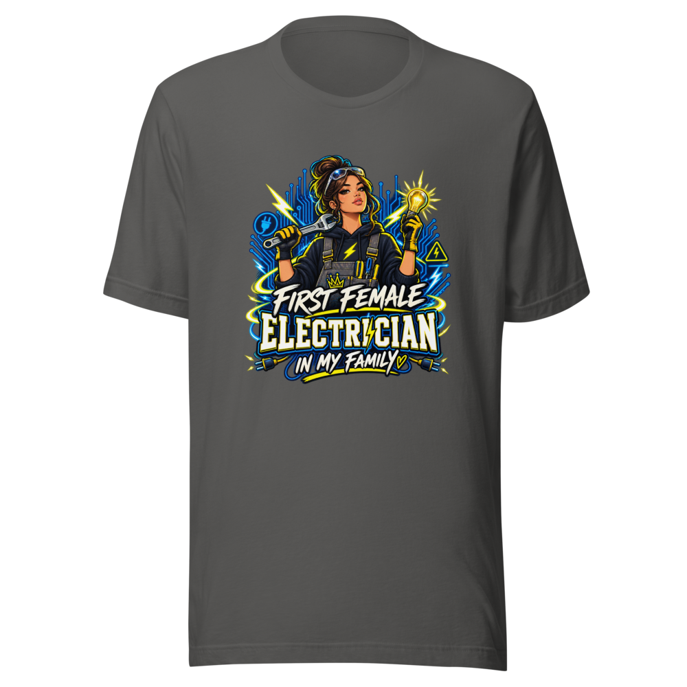 First Female Electrician Family T-Shirt - Image 11