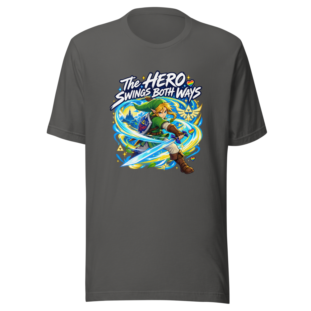 The Hero Swings Both Ways Zelda T-Shirt - Image 11