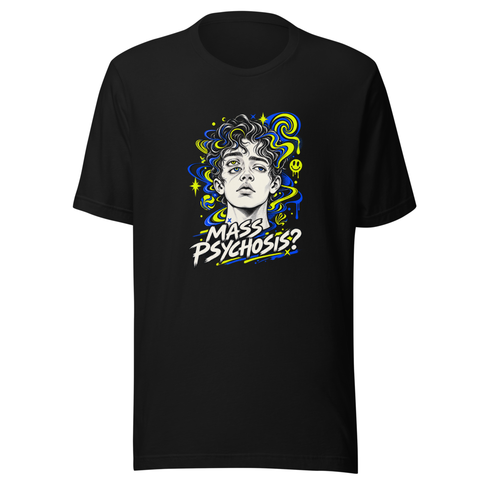 Mass Psychosis Meme T-Shirt - Is He Real? - Image 2