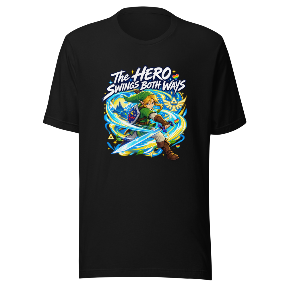 The Hero Swings Both Ways Zelda T-Shirt - Image 2
