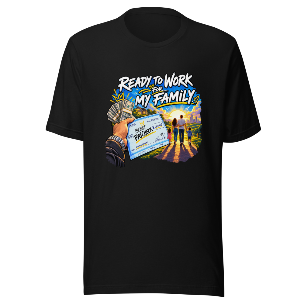 First Paycheck Feels: Family First T-Shirt - Image 2