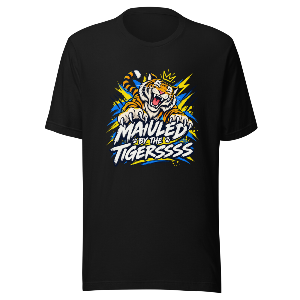 MAULED BY THE TIGERSSSS Funny Meme T-Shirt - Image 2