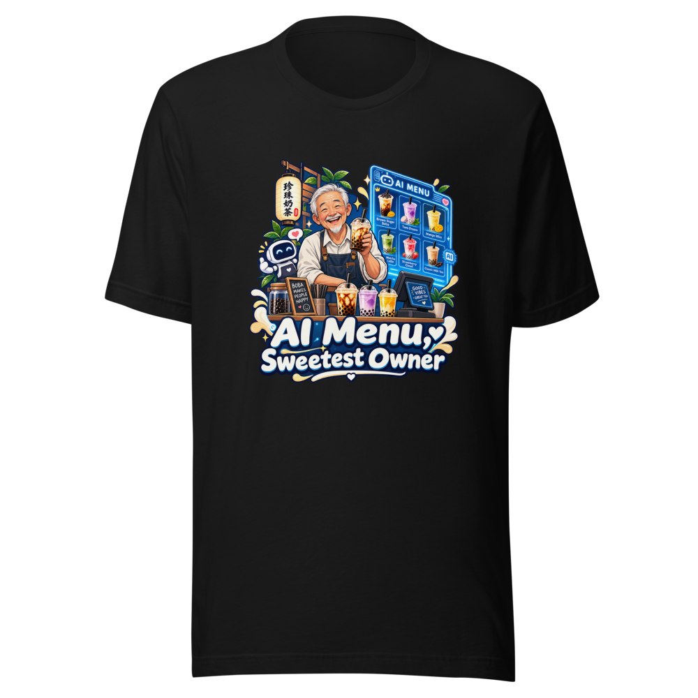 AI Menu Boba Shop Sweet Old Man Tee - Image 2