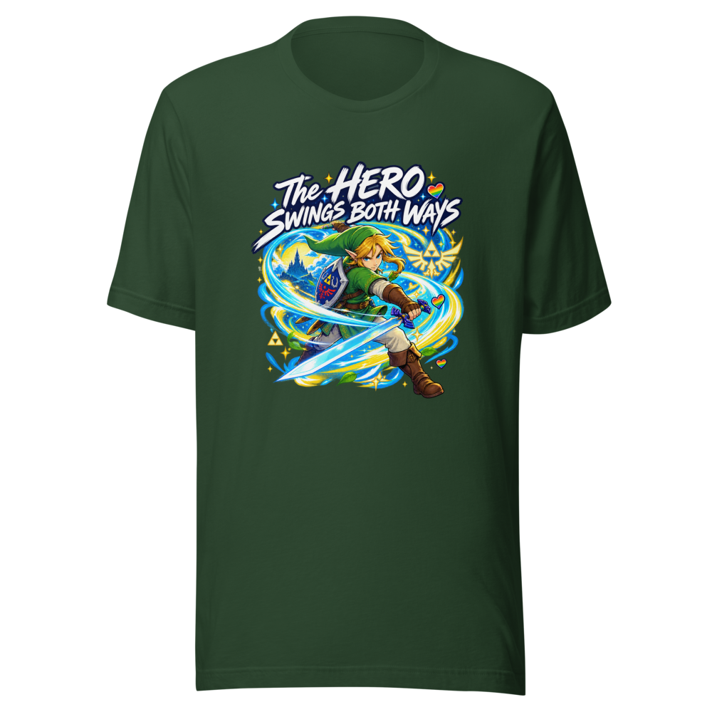 The Hero Swings Both Ways Zelda T-Shirt - Image 7
