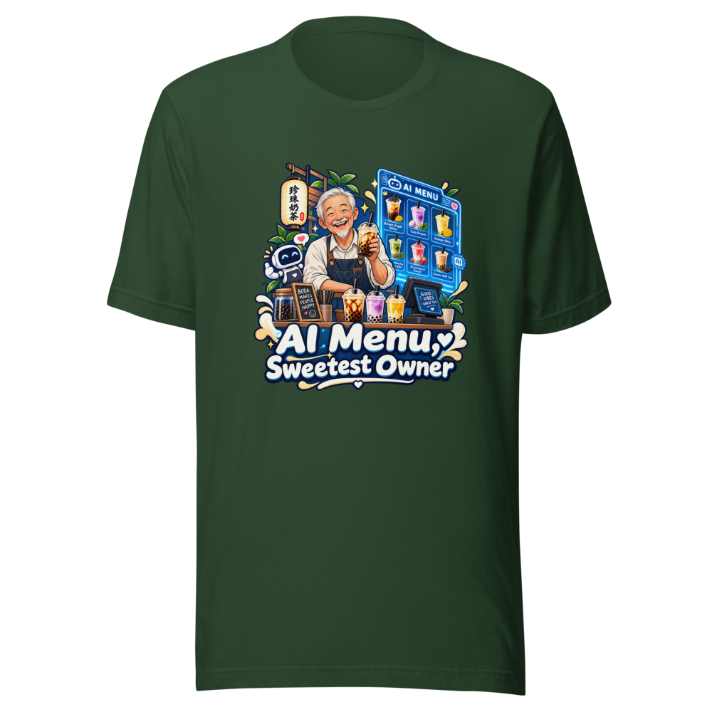 AI Menu Boba Shop Sweet Old Man Tee - Image 7