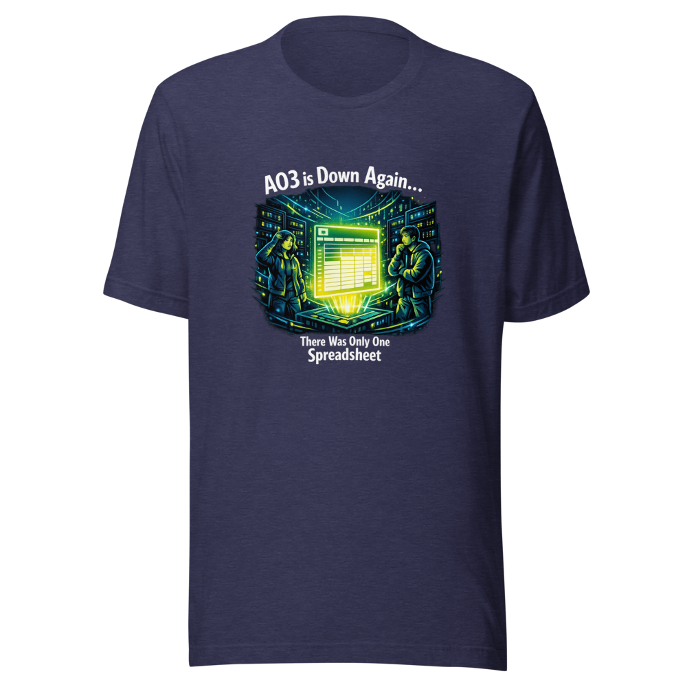 AO3 Down Fanfic Server Room Spreadsheet T-Shirt - Image 5