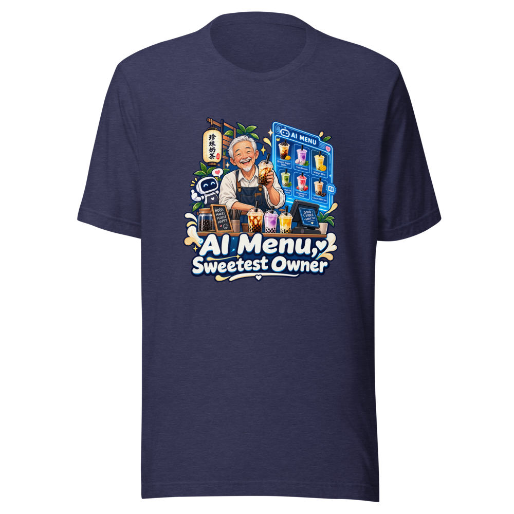 AI Menu Boba Shop Sweet Old Man Tee - Image 5