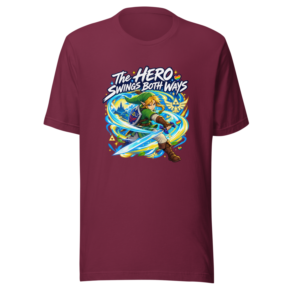 The Hero Swings Both Ways Zelda T-Shirt - Image 6