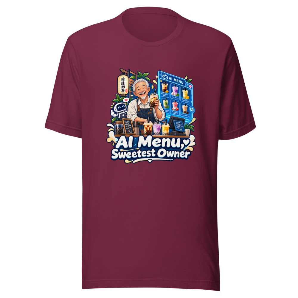 AI Menu Boba Shop Sweet Old Man Tee - Image 6