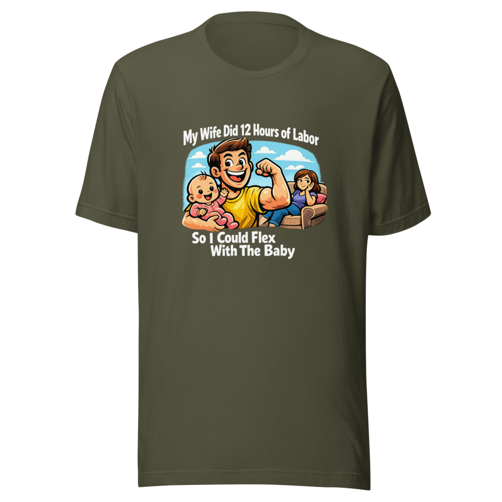 New Dad Flex Baby Mama Humor T-Shirt - Image 10