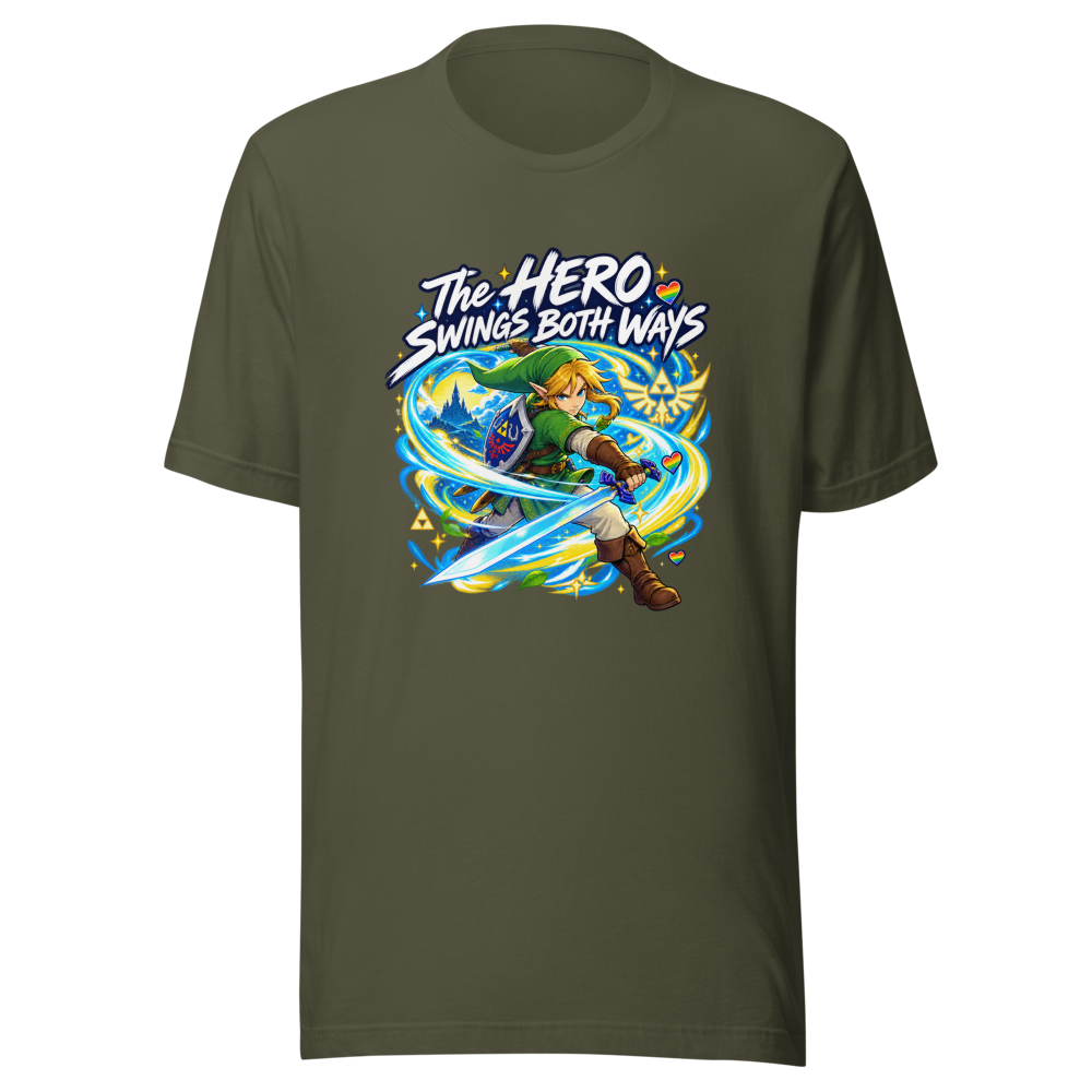 The Hero Swings Both Ways Zelda T-Shirt - Image 10