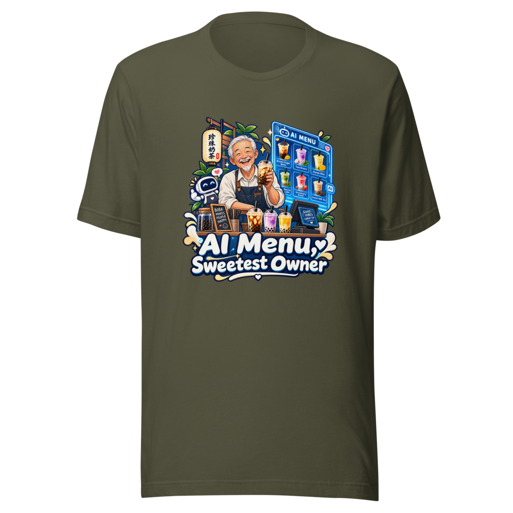 AI Menu Boba Shop Sweet Old Man Tee - Image 10