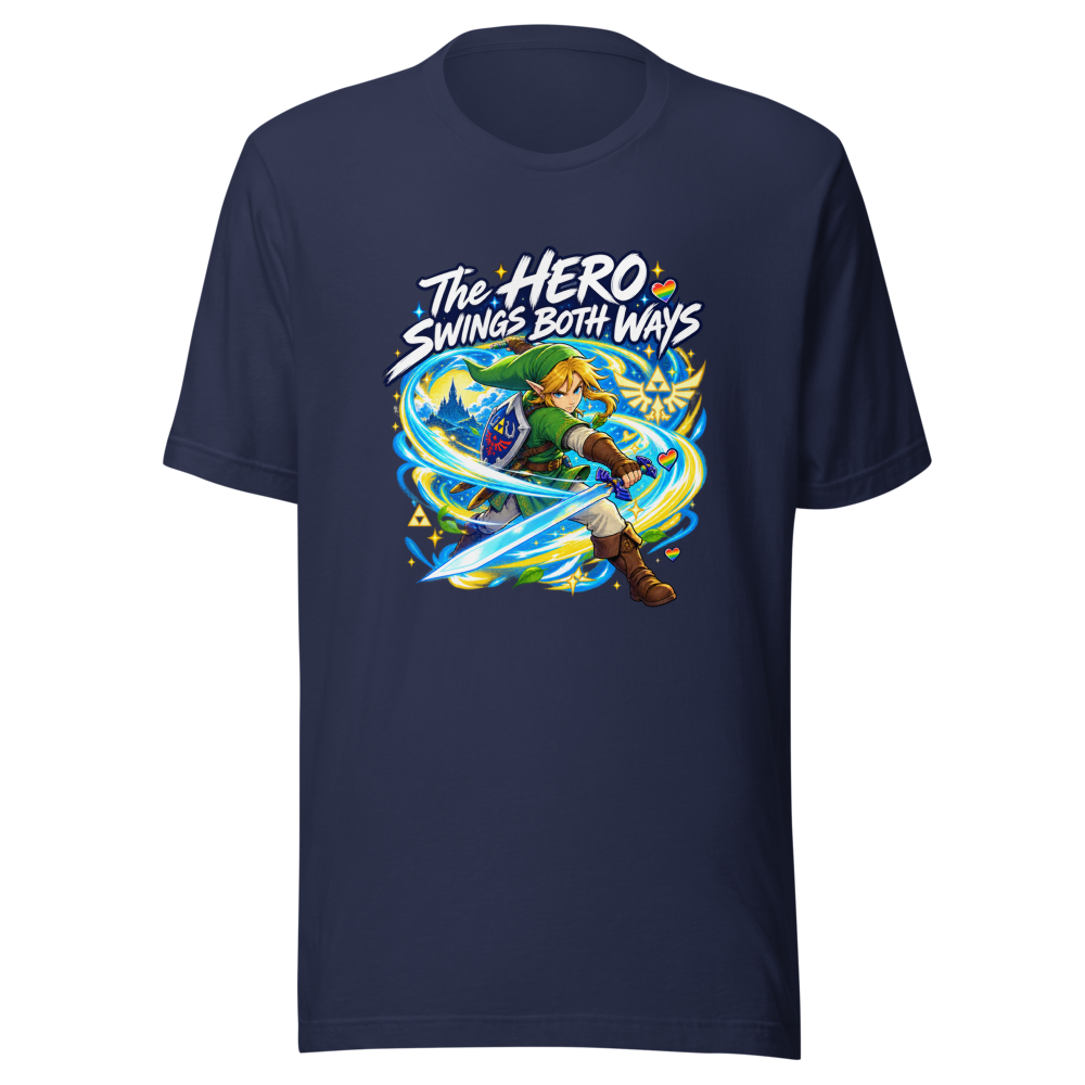 The Hero Swings Both Ways Zelda T-Shirt - Image 4