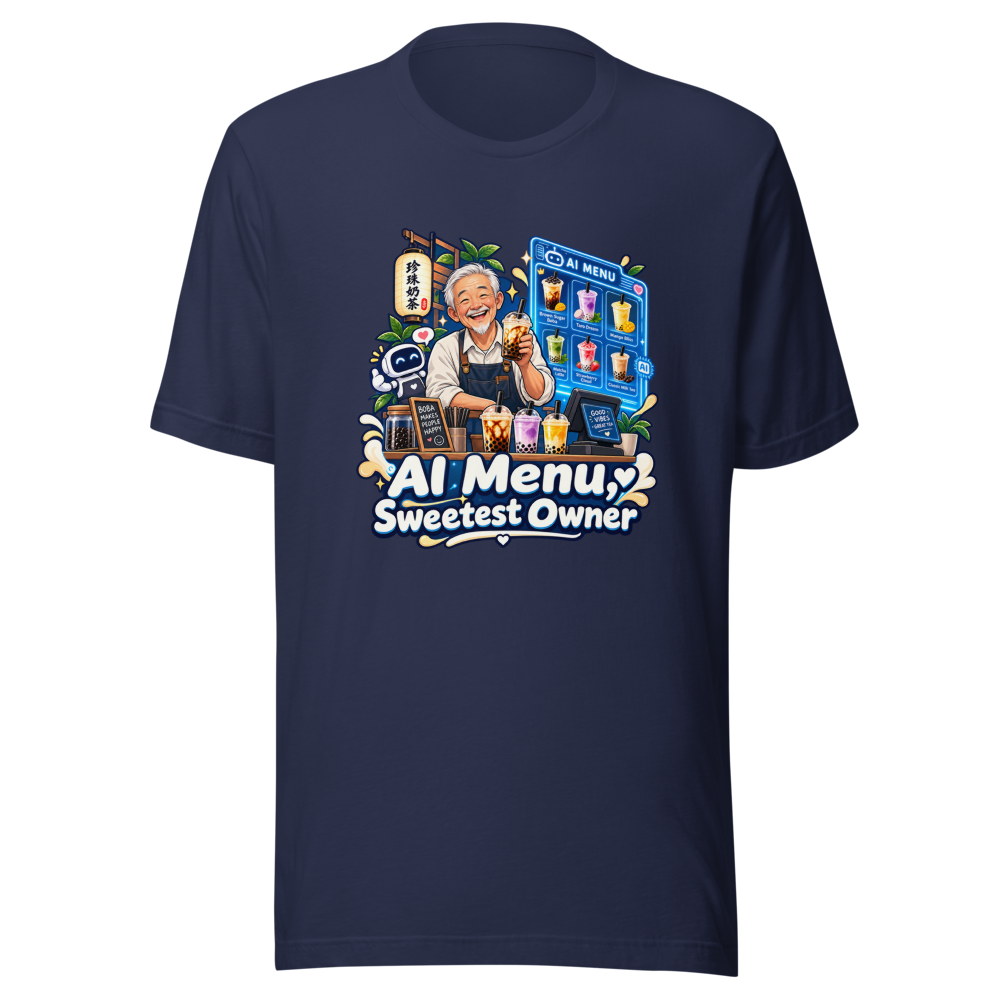 AI Menu Boba Shop Sweet Old Man Tee - Image 4