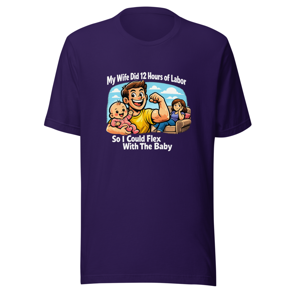 New Dad Flex Baby Mama Humor T-Shirt - Image 3