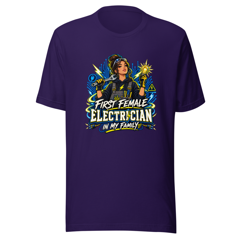 First Female Electrician Family T-Shirt - Image 3