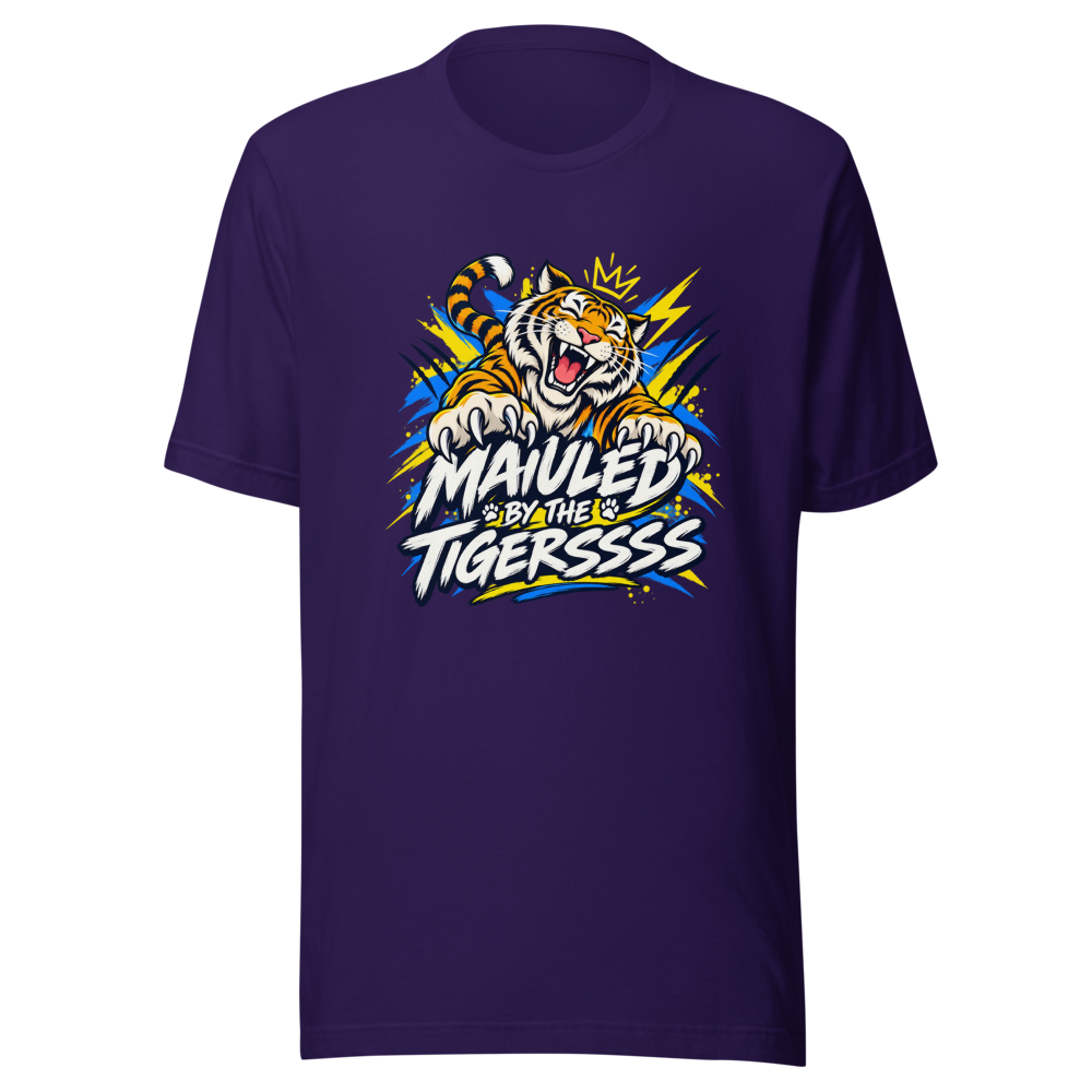 MAULED BY THE TIGERSSSS Funny Meme T-Shirt - Image 3