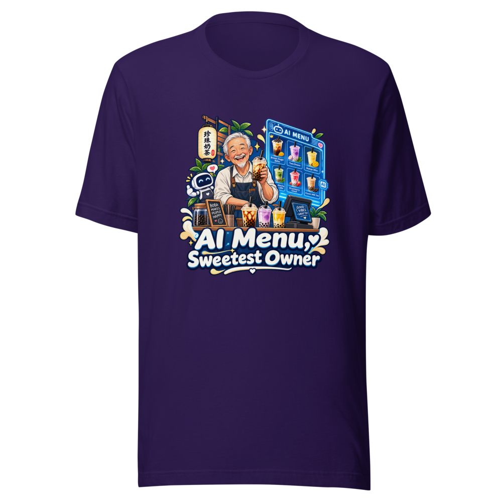 AI Menu Boba Shop Sweet Old Man Tee - Image 3